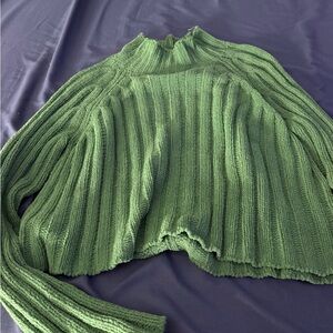 Green Ribbed Women's Sweater